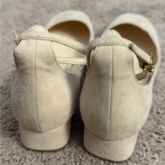 Roberto Festa Ankle Strap Heels Women size 8.5(39)Cream Suede Leather Block Shoe main image 4